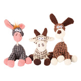 Pelúcia Para Cães Brinquedo Pet Cachorro Mordedor 3 Unidades Cor Cinza - Marrom - Branco Desenho 3 Burrinhos
