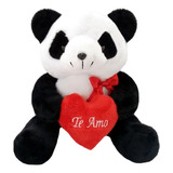 Pelúcia Urso Panda Com Coração Te Amo - 28 Cm