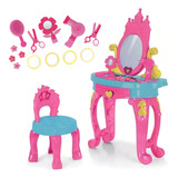 Penteadeira Infantil Princesas Com Acessórios Brinquedo Rosa