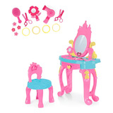 Penteadeira Princesas Infantil Com Banquinho E 15 Acessórios