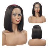 Peruca Front Lace 40cm Preta Identica Ao Cabelo Humano 