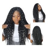 Peruca Lace Frontal Importada Cacheada Cor Preta Repartição 