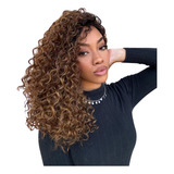 Peruca Lace Wig Cacheada Bio Fibra Semelhante Ao Humano Tamanho Da Base Regulável Tonalidade Mechas 33/22