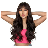 Peruca Longa Com Franja Natural Idêntica A Cabelo Humano