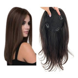 Peruca Prótese Em Tela Feminina Cabelo Humano Liso 40cm 