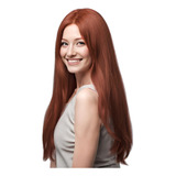Peruca Ruiva Cabelo Liso Idêntico Humano Orgânico
