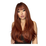Peruca Ruiva Cabelo Longo Liso Idêntico Humano Orgânico