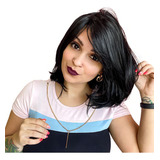 Peruca Wig Fibra Futura Curta Modelo Maya Cor 1b E Cor 2 Tamanho Da Base Regulavel Tonalidade Preto #1b