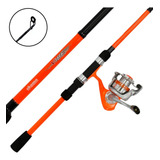 Pesca Okuma Vibe Cor Laranja 2,10m Molinete E Linha