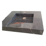 Pia Banheiro 60 X 45 Preto Polido Modelo Rampa