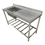 Pia Inox Industrial 130x60 Cuba Esquerda Base Gradeada