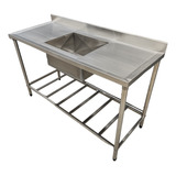 Pia Mesa Inox 200x60 Direita Esquerda Prateleira Gradeada