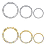Piercing Argola 100% Titânio Septo Daith Pedra Zircônia 8 10