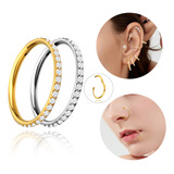 Piercing Argola Titânio G23 Pvd Clicker Pedras Em Zirconia