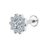 Piercing Helix Conch Titânio Flor 10 Mini Petalas Zircônia