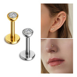 Piercing Helix Labret Aço Cirúrgico Ponto De Luz Zircônia