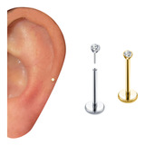 Piercing Labret Australiano 100% Titânio Haste Fina Push In