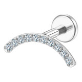 Piercing Labret Titânio Pvd Curvo Zircônia Cravejada 6 8mm