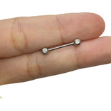 Piercing Mamilo Reto Com Zircônia Aço Cirúrgico 316l