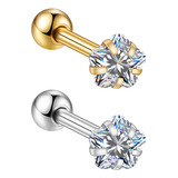 Piercing Minibarbell Aço Cirúrgico Pvd Zircônia Flor