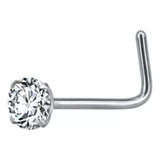 Piercing Nariz Nostril Pedra Zirconia 2 Mm Pt De Luz Haste L