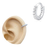 Piercing Orelha Argola Cravejada 6mm Prata 925 Hélix Cor Prateado