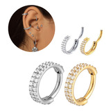 Piercing Titânio Argola Click Dupla Cravejada 6 8 10 12mm