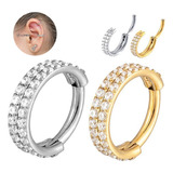 Piercing Titânio Argola Click Dupla Cravejada 6 8 10 12mm