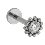 Piercing Titânio Orelha Flor Cor Prateado
