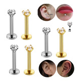 Piercing Titânio Ponto De Luz Zircônia - Reto Labret