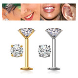 Piercing Titânio Ponto De Luz Zircônia - Reto Labret