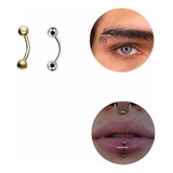 Piercing Titânio Sobrancelha Curvo Bolinha 6 8 10 12mm