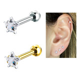 Piercing Tragus Aço Cirúrgico Estrela Em Zircônia