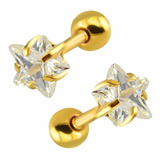 Piercing Tragus Cartilagem Dourado B. Ouro Pedra Estrela 4mm