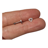 Piercing Tragus Coração Cravejado Prata 925