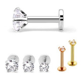 Piercing Tragus Flat Helix Labret Aço Cirúrgico Com Zircônia