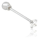 Piercing Tragus Reto Zircônia - Prata 925