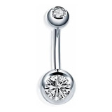 Piercing Umbigo Titânio Com Pedra De Zirconia 