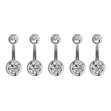 Piercing Umbigo Titânio Com Pedra De Zirconia 