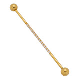 Piercings Titânio Orelha Transversal Pedras Frontais Dourado
