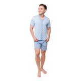 Pijama Americano Masculino Verão De Botão Americano Short