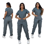 Pijama Cirúrgico Feminino Uniforme Hospitalar Scrub Gola V