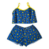 Pijama Curto Feminino Short Doll Baby Doll Sexy Top Cropped 