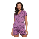 Pijama Feminino Americano Adulto Blogueira Com Botões
