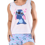  Pijama Feminino Baby Doll Camiseta E Short Verão Presente