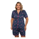Pijama Feminino Plus Size Blogueira Baby Doll Americano