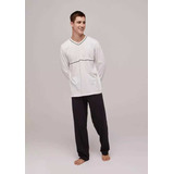 Pijama Longo Hering Masculino Decote V - Preto