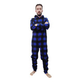 Pijama Macacão Soft Masculino Inverno Com Pezinho Opcional 