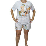 Pijama Sonhart Feminino 100% Algodão Camiseta Mc E Shorts