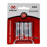 Pilha Mox Recarregável Mo-aaa1000b4 Cilíndrica - Kit De 4 Unidades